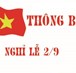 Thông báo nghỉ lễ Quốc Khánh 02/09/2019
